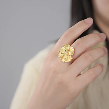 Large Peony Flower Ring