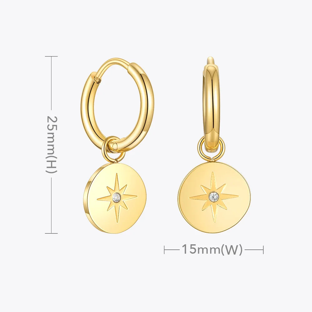 Circle Light Star Drop Earrings