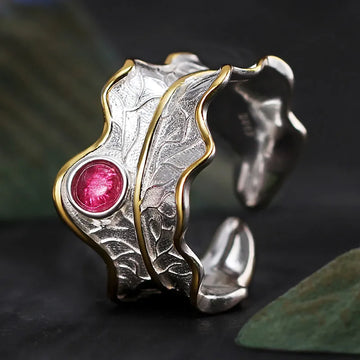 Gemstones Peony Leaf Ring