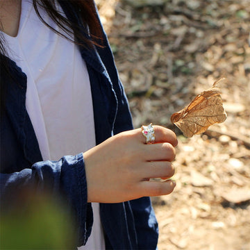 Gemstones Peony Leaf Ring