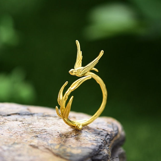 Swallow Willow Branch Ring