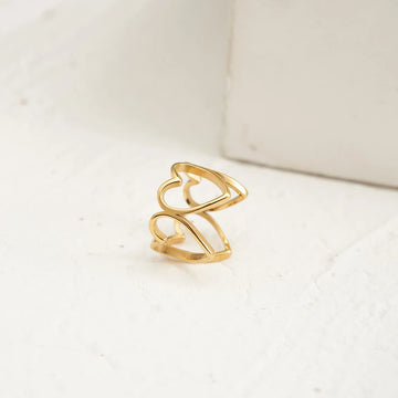 Mujer Cutout Heart Luck Ring