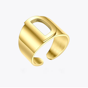 Punk Hollow Letter Ring