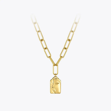 Gold Human Face Necklace